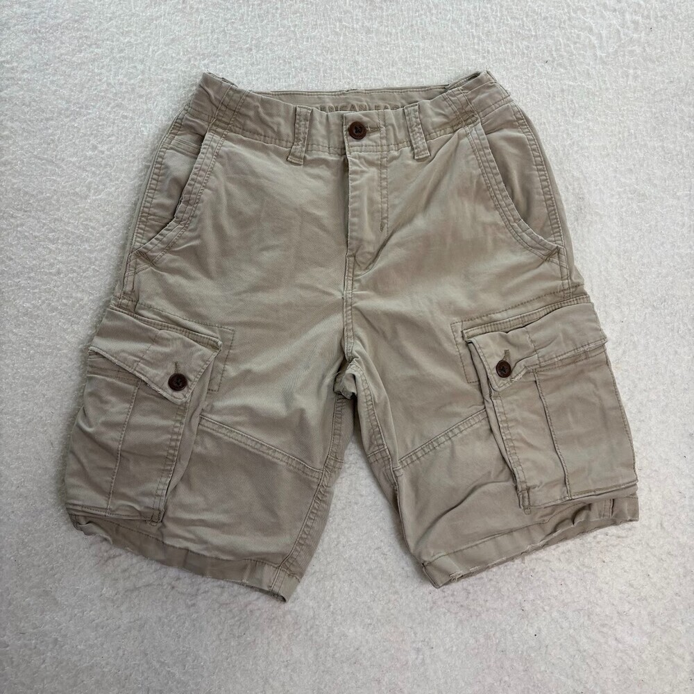 AE Women's Y2K Cargo Shorts American Eagle Active Flex Khaki Classic Fit Size 28